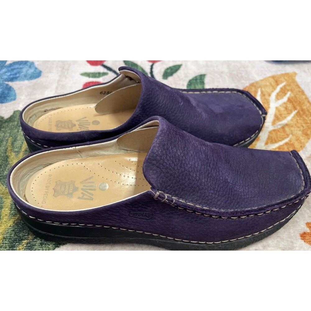 Wolky Clogs Women's 38 US 7 Comfort Shoes Purple Leather Artsy Pedag Insole